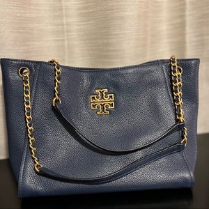 Tory Burch Britten Leather Shoulder bag - Dark Blue